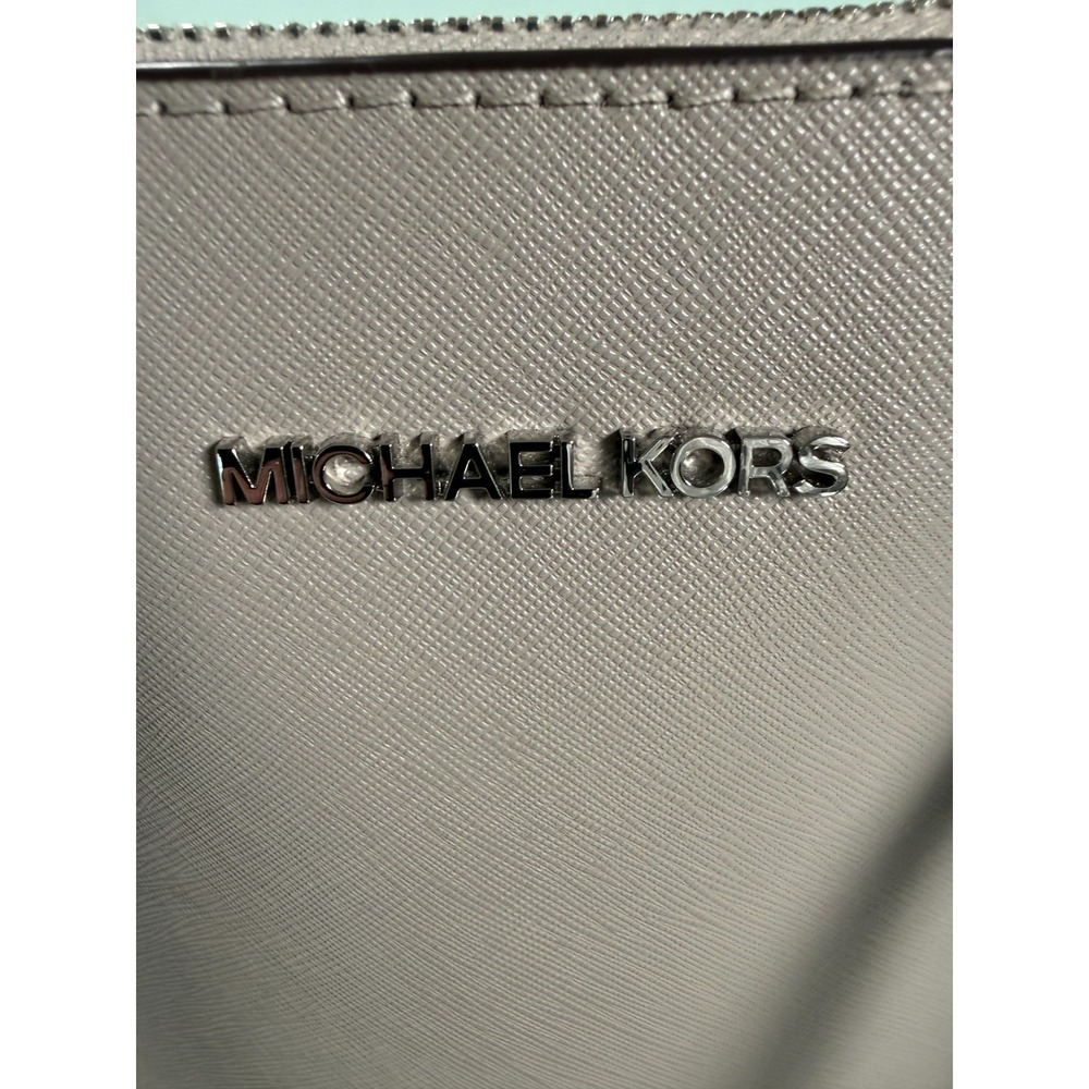 Michael Kors Charlotte Large Top Zip Leather Tote Pearl Gray #35FOSCFT3L - Picture 7 of 14